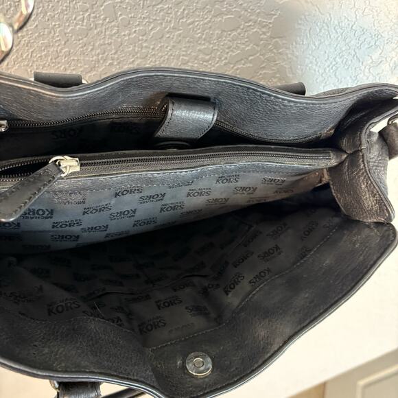 MICHAEL KORS Hamilton East West Black Pebbled Leather Satchel Shoulder Tote Bag - Picture 9 of 10